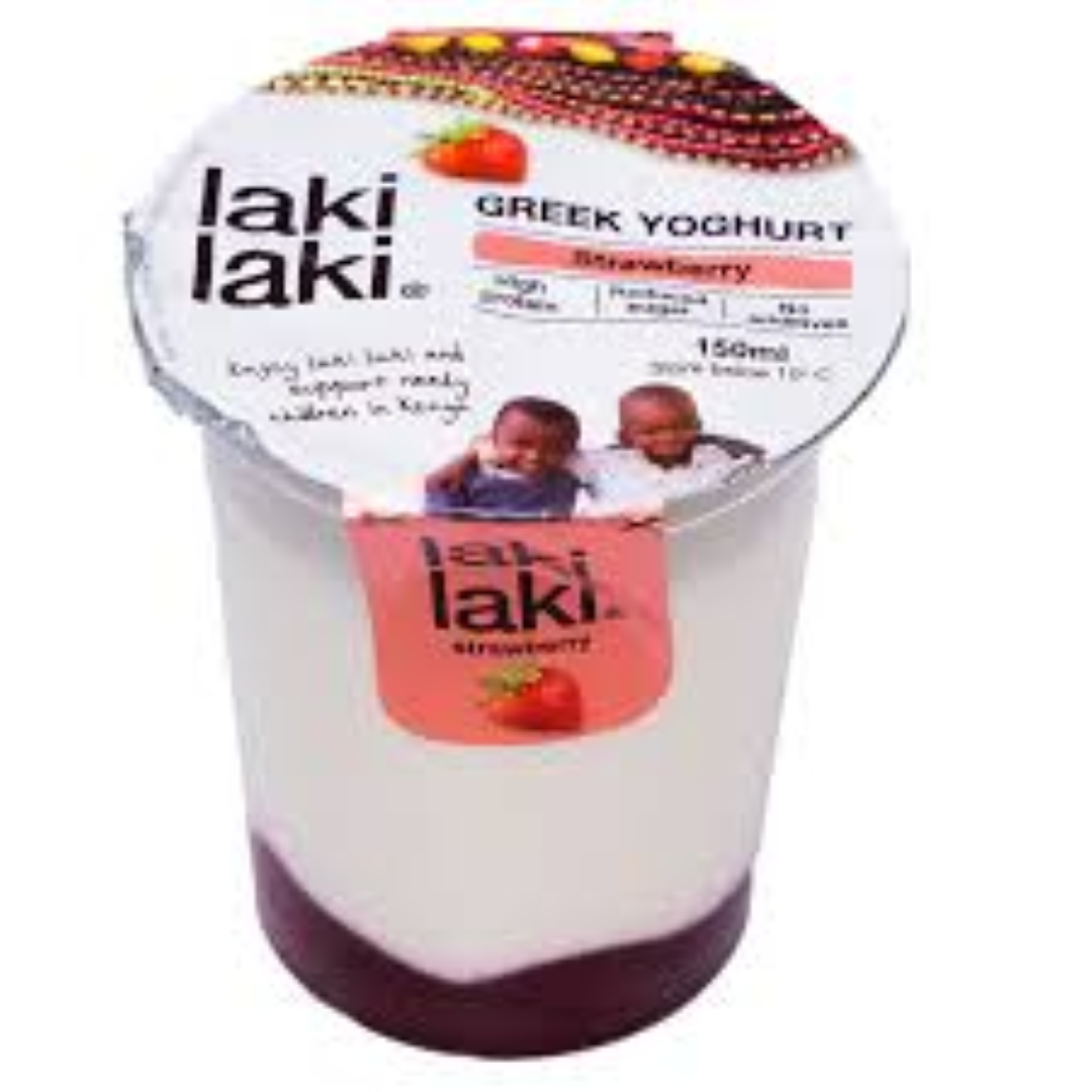 LAKI LAKI 150ML GREEK YOGHURT STRAWBERRY LOW SUGAR 